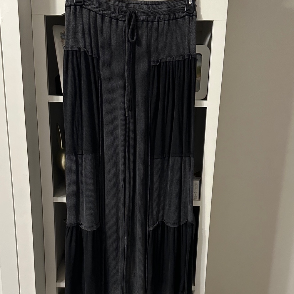 Black and Gray wide legged slacks